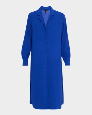 Eileen Fisher Silk Georgette Crepe Midi Shirtdress