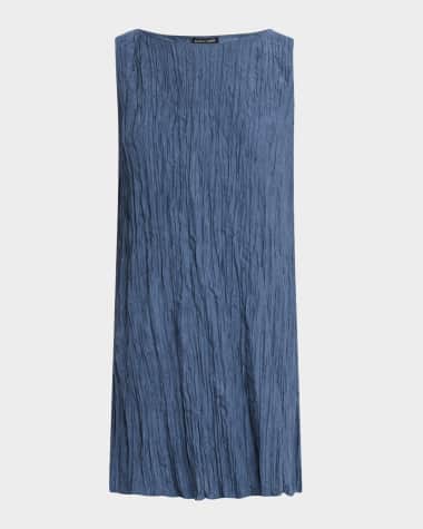 Eileen Fisher Bateau-Neck Crinkled Silk Habotai Tunic