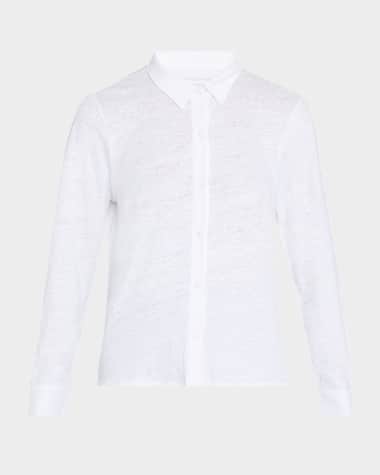 Eileen Fisher Petite Button-Down Organic Linen Jersey Shirt