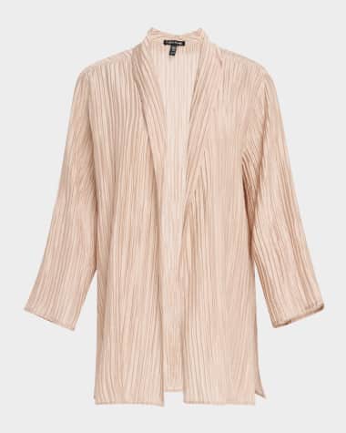 Eileen Fisher Pleated Shimmer Open-Front Jacket