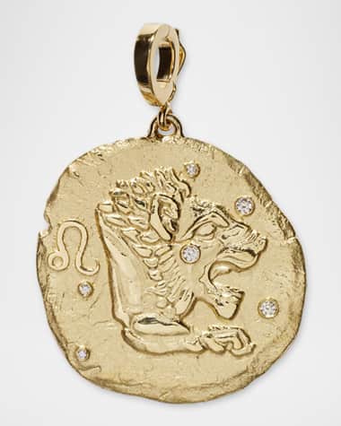 AZLEE 18K Yellow Gold Of The Stars Coin Pendant, Leo