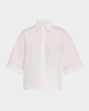 Michael Kors Collection Short-Sleeve Silk-Cotton Taffeta Camp Shirt