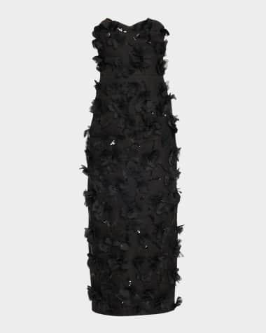 Michael Kors Collection Floral Hand Embellished Strapless Sheath Dress