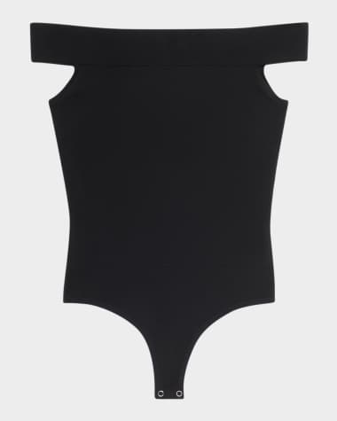 Michael Kors Collection Off-The-Shoulder Superfine Merino Knit Bodysuit