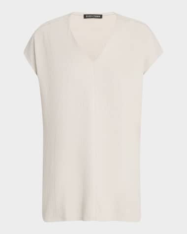 Eileen Fisher Crinkled Organic Cotton Jersey Tunic
