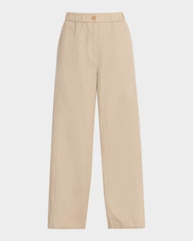 Eileen Fisher Wide-Leg Organic Linen Ankle Pants