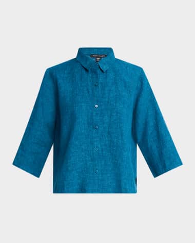 Eileen Fisher Button-Down Organic Linen Shirt