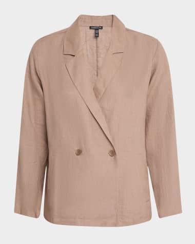 Eileen Fisher Double-Breasted Organic Linen Blazer