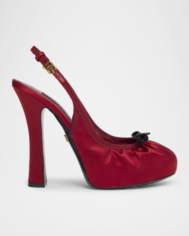 Dolce&Gabbana Satin Bow Slingback Ballerina Pumps