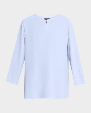 Eileen Fisher Keyhole Silk Georgette Crepe Tunic