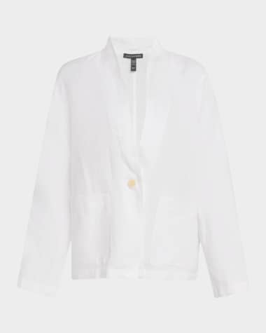 Eileen Fisher Single-Button Organic Linen Jacket