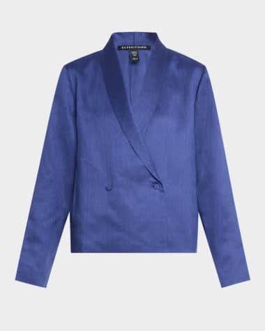 Eileen Fisher Double-Breasted Textured Silk Jacket