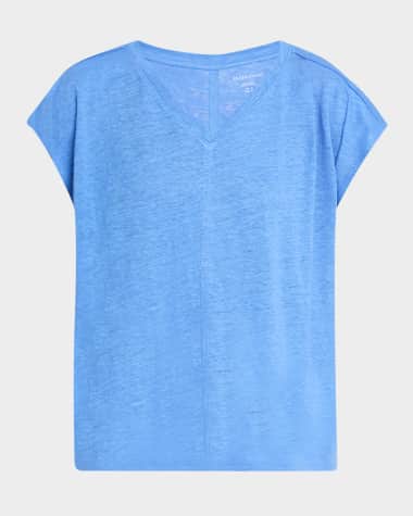 Eileen Fisher V-Neck Organic Linen Jersey Tee