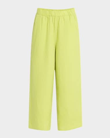 Eileen Fisher Petite Cropped Wide-Leg Organic Linen Pants