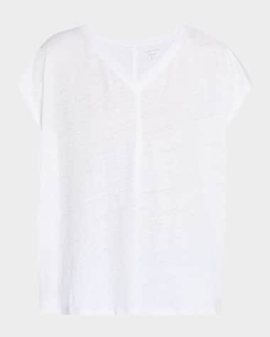 Eileen Fisher Boxy V-Neck Organic Linen Tee