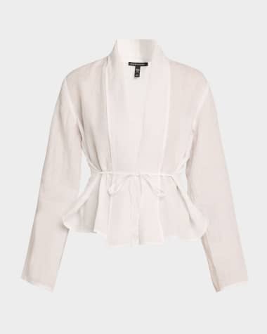Eileen Fisher Shawl-Collar Lightweight Organic Linen Jacket