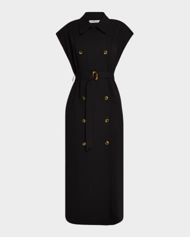 ARGENT Double-Breasted Stretch Crepe Trench Dress