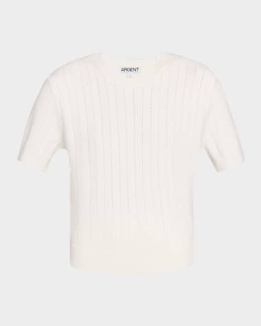 ARGENT Crewneck Herringbone Striped Top