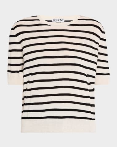 ARGENT Striped Wool-Silk Knit Top