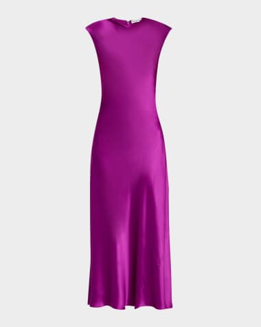 ARGENT Cap-Sleeve Silk Charmeuse Maxi Dress