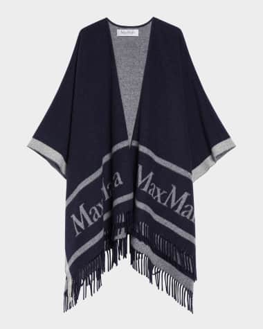 Max Mara Hilde Logo-Print Fringe Poncho