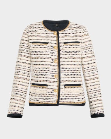 Kobi Halperin Kiera Chain-Trim Fringed Tweed Jacket