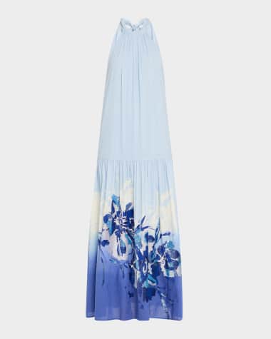 Kobi Halperin Daelia Sequin Floral-Print Halter Maxi Dress