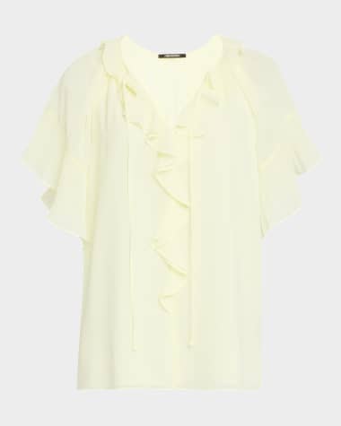 Kobi Halperin Vale Raglan-Sleeve Ruffle Blouse