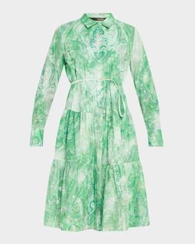 Kobi Halperin Jelani Tiered Paisley-Print Midi Shirtdress