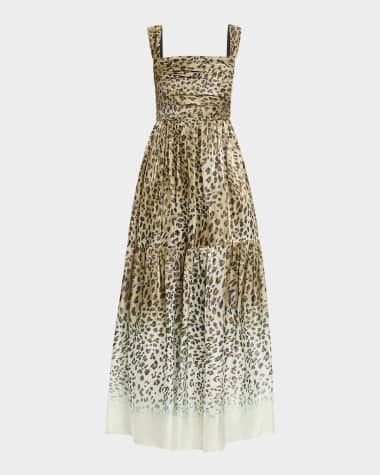 Kobi Halperin Meira Tiered Leopard-Print Midi Dress