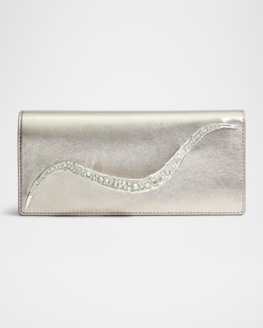 Alexis Bittar Crystal Curve Metallic Leather Clutch Bag