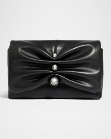 Alexis Bittar Molton Crystal Ruched Leather Crossbody Bag