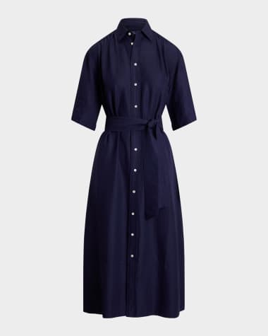 Polo Ralph Lauren Belted Silk-Blend Shirtdress