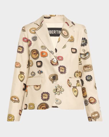 Libertine Ivory Lovers Eyes Single-Breasted Short Jacket