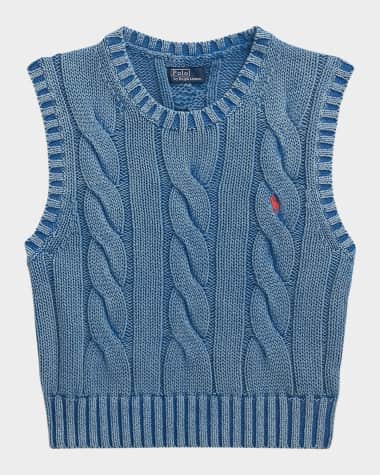 Polo Ralph Lauren Cable-Knit Cotton Cropped Sweater Vest