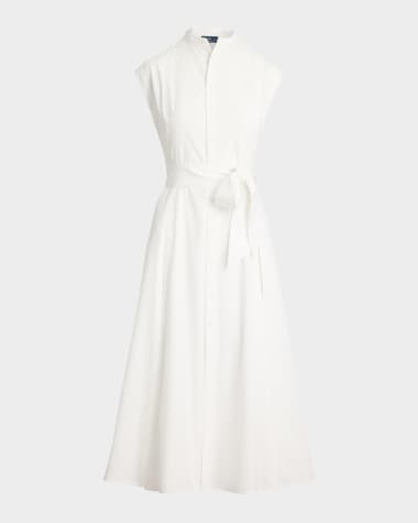 Polo Ralph Lauren Belted Cotton Sleeveless A-Line Dress