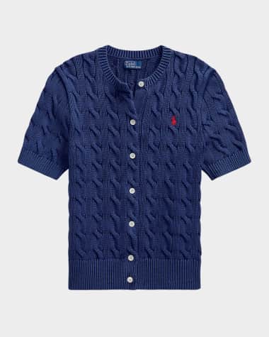 Polo Ralph Lauren Cable-Knit Cotton Short-Sleeve Cardigan