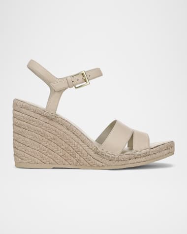 Vince Gwen Leather Espadrille Wedge Sandals