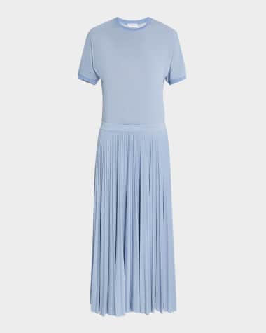 Marella Semele Pleated Shimmer Knit Midi Dress