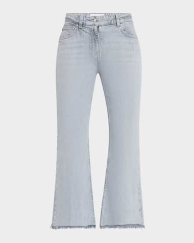 Marella Cropped Fringe-Hem Flare Jeans