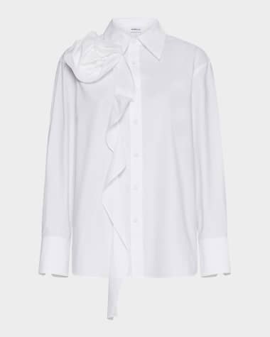Marella Ketch Rosette Ruffled Poplin Shirt