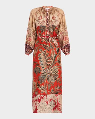 Pierre-Louis Mascia Floral-Print Silk Midi Dress