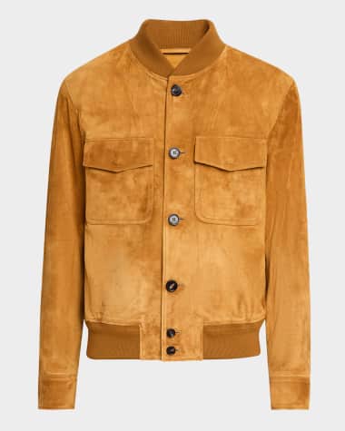 Loro Piana Men's Kiku Suede Bomber Jacket