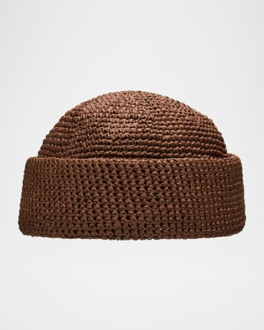 Loro Piana Men's Doroteo Raffia Crochet Beanie Hat