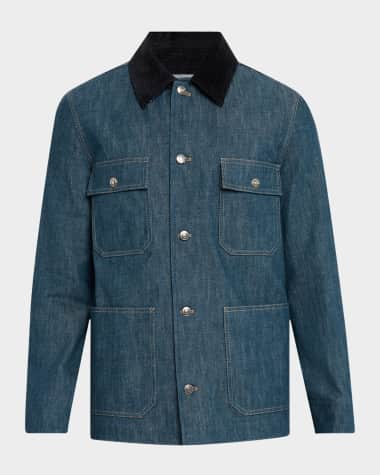 Loro Piana Men's Conley Corduroy-Collar Denim Blouson