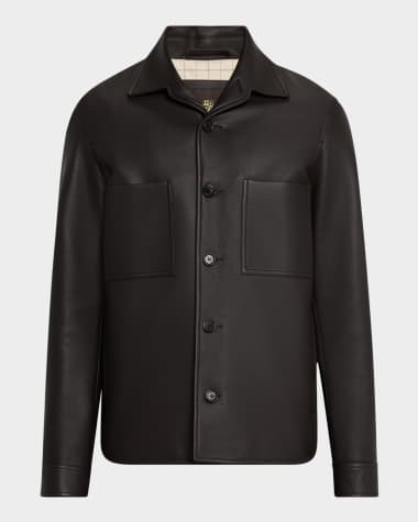 Loro Piana Men's Evandro Calfskin Overshirt