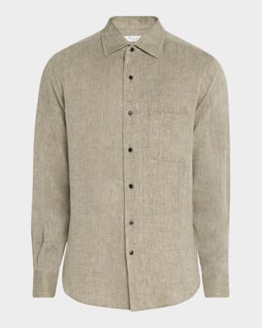 Loro Piana Men's Andre Summer Linen Casual Button-Down Shirt