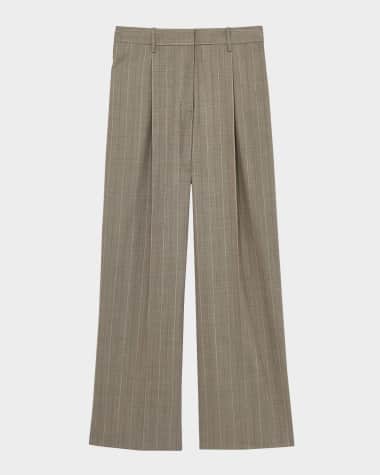 Reiss Tallulah Pleated High-Rise Pinstripe Pants
