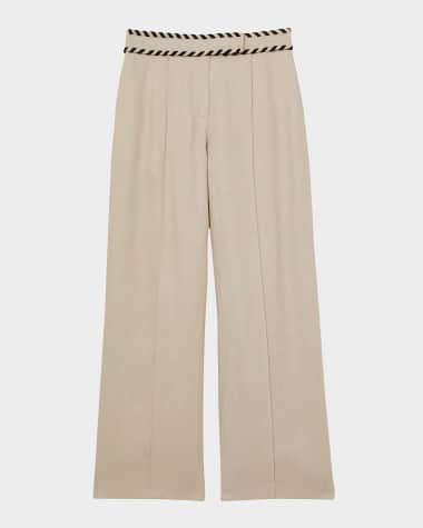 Reiss Fawn High-Rise Whipstitch Linen Trousers