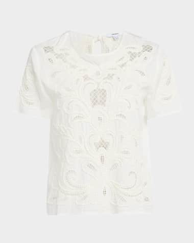 Reiss Iyla Embroidered Open-Back Top